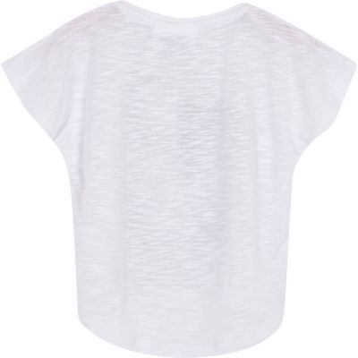 Mini girls white print t-shirt